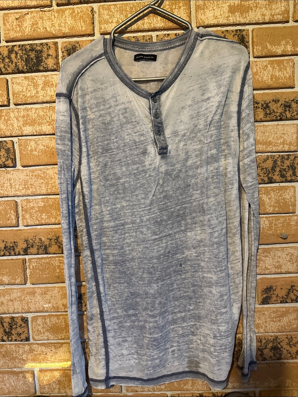 Silver Jeans Light Blue Washed Long-Sleeve Henley